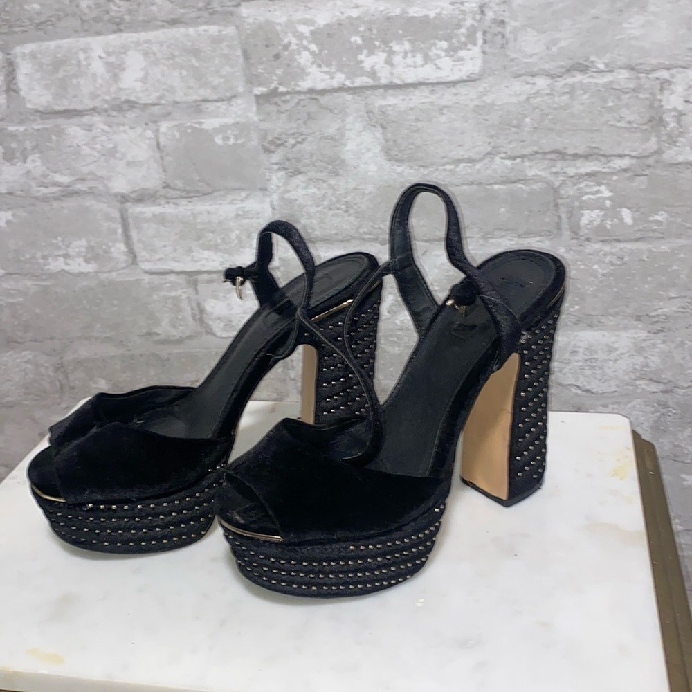 Top Shop Platform Black Velvet Heels